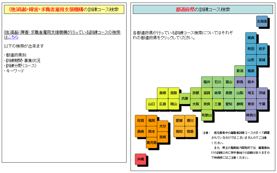 希望する公共職業訓練校の探し方